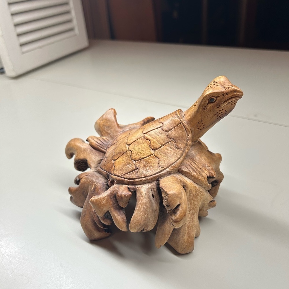 Carved wooden turtle